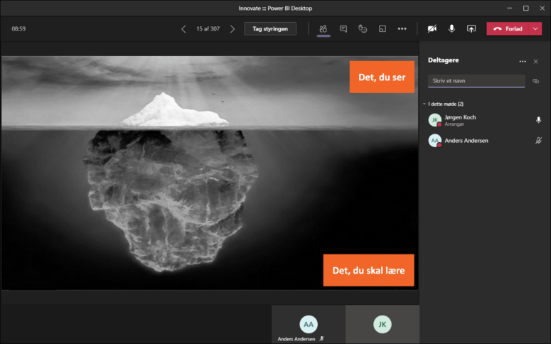 Præsentationsvisning fra PowerPoint i Teams